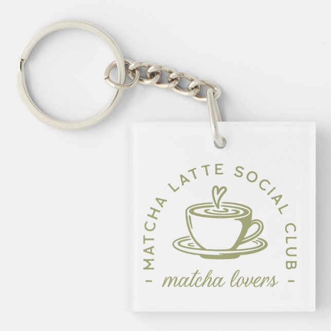 Matcha latte lovers girl club green aesthetic key ring (Front)
