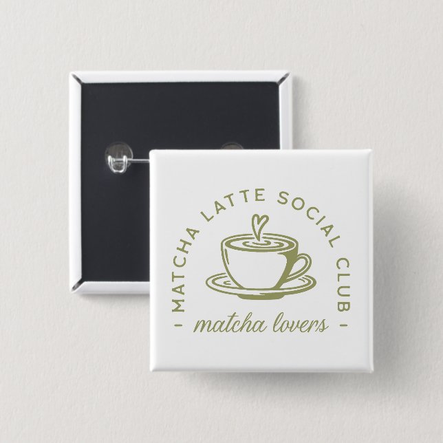 Matcha latte lovers girl club green matching 15 cm square badge (Front & Back)
