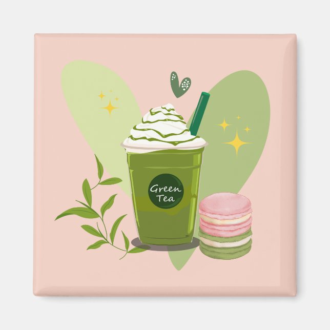  Matcha Latte Macarons Magnet (Front)