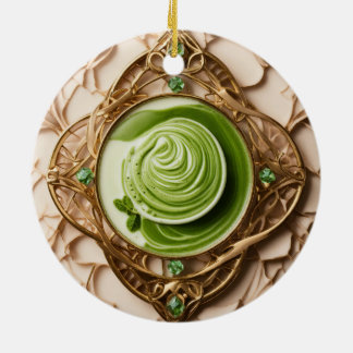 Matcha Latte Prism Ceramic Ornament