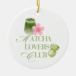 Matcha Lovers Club Green Tea Macarons & Sakura Ceramic Ornament