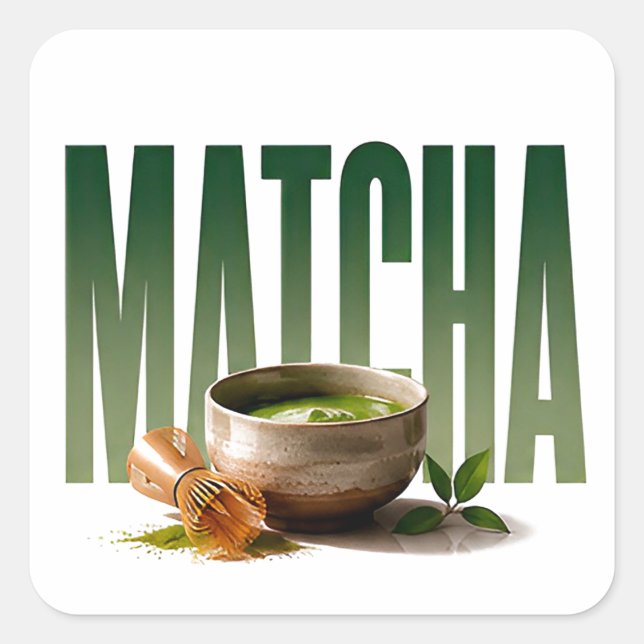 Matcha Luxury Tea Editorial Graphic  Square Sticker (Front)