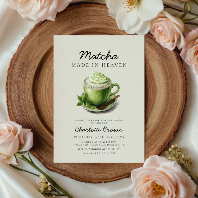 Matcha Made in Heaven Bridal Shower Invitation (Creator Uploaded)