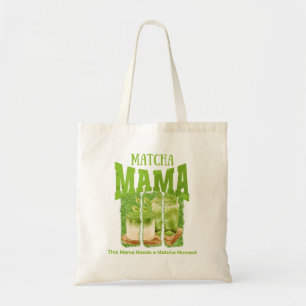 MATCHA MAMA Green Glitter Brush Stroke Tote Bag