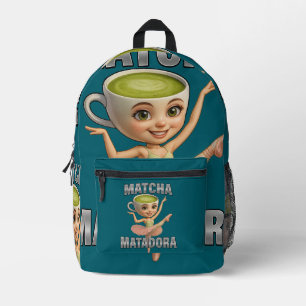 Matcha Matadora  Grace Meets Green Energy Printed Backpack
