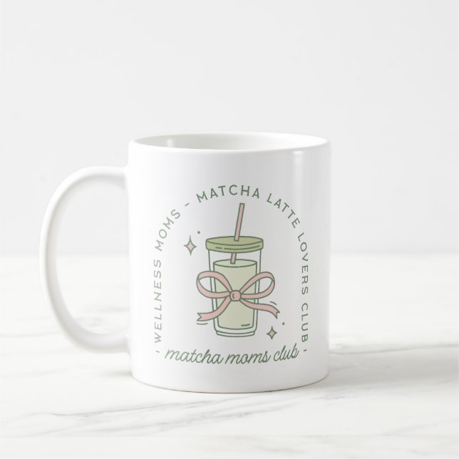 Matcha mum latte wellness aesthetic coffee mug (Left)