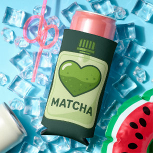 Matcha Serum Pouch with Heart Design Seltzer Can Cooler