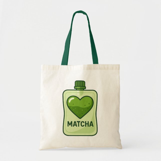 Matcha Serum Pouch with Heart Design Tote Bag (Front)