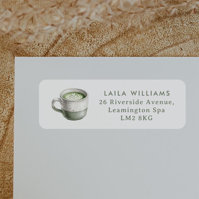 Matcha tea sage green baby shower return address label (Creator Uploaded)