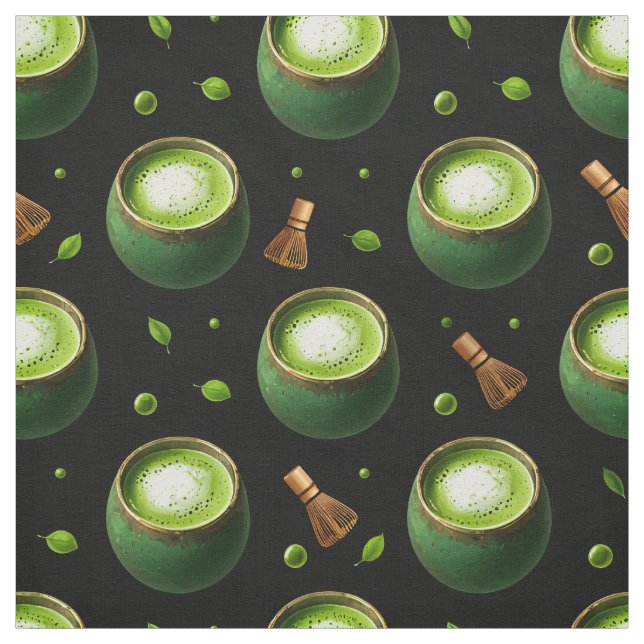 Matcha Tea Seamless Pattern Fabric (Swatch)