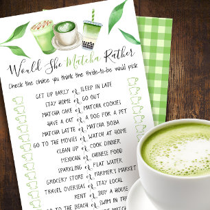 Matcha Themed Shower Bridal Shower Game Card