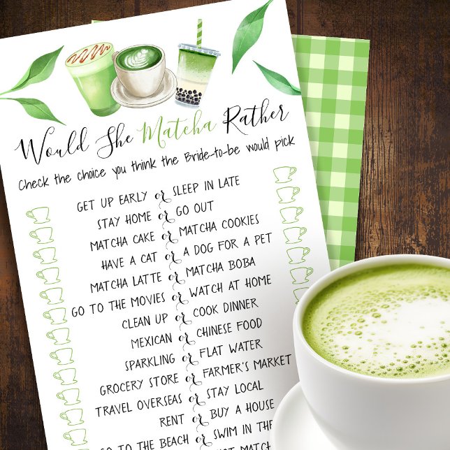 Matcha Themed Shower Bridal Shower Game Card (Creator Uploaded)