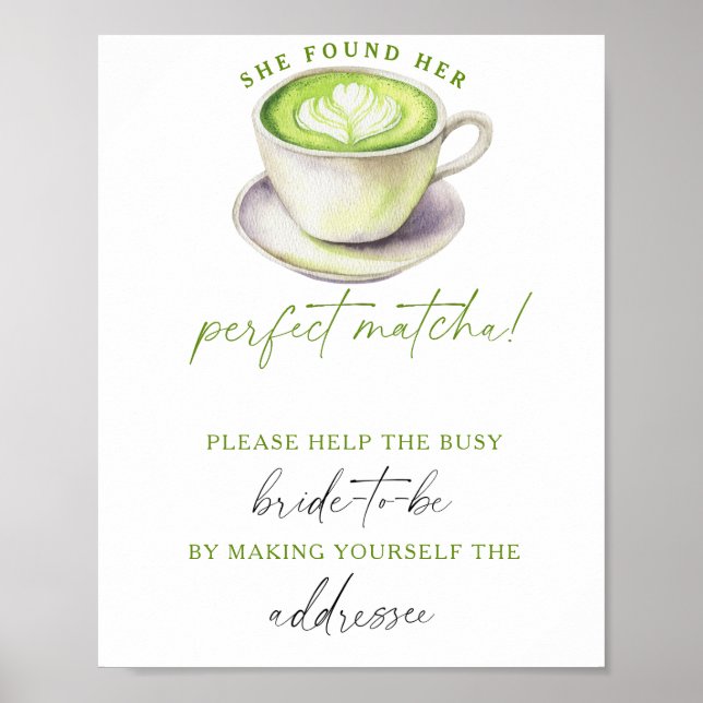 Matcha Wedding Help the busy bride Address Poster (Front)