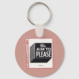 matchbook cover We Aim to Please Key Ring