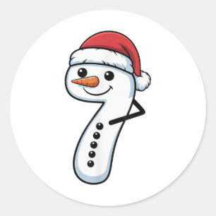 Matching 67 Snowman Couple Christmas Meme - Number Classic Round Sticker