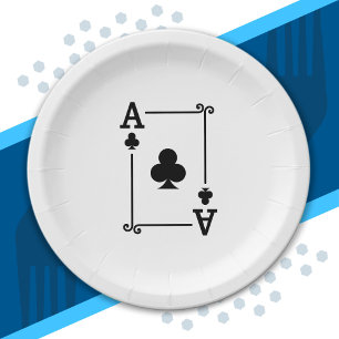Matching Ace Clubs Suit Playing Cards Modern Paper Plate