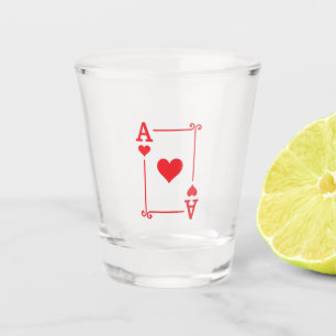 Matching Ace Hearts Suit Playing Cards Modern Shot Glass