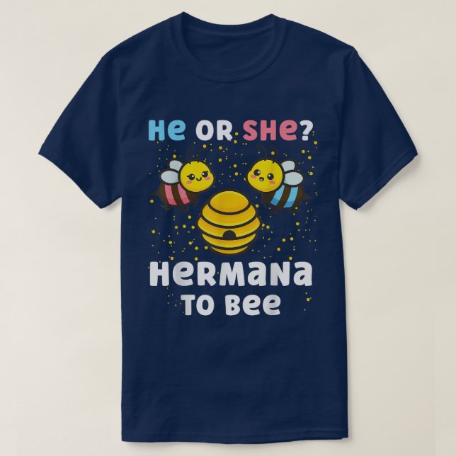 Matching Baby Gender Reveal Party He Or She Herman T-Shirt (Design Front)