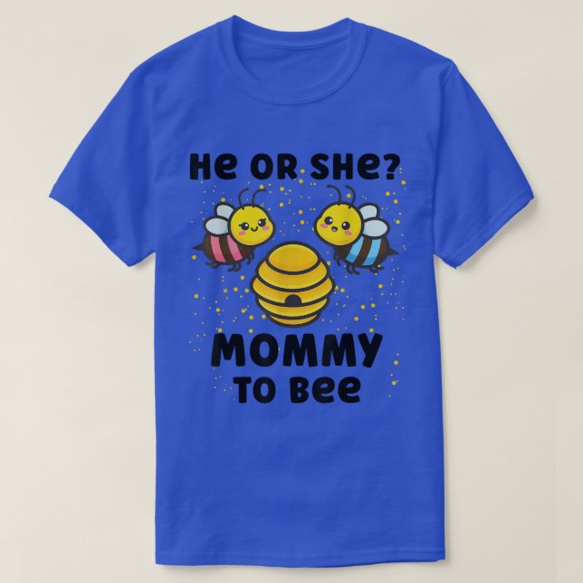 Matching Baby Gender Reveal Party He Or She Mummy  T-Shirt (Design Front)