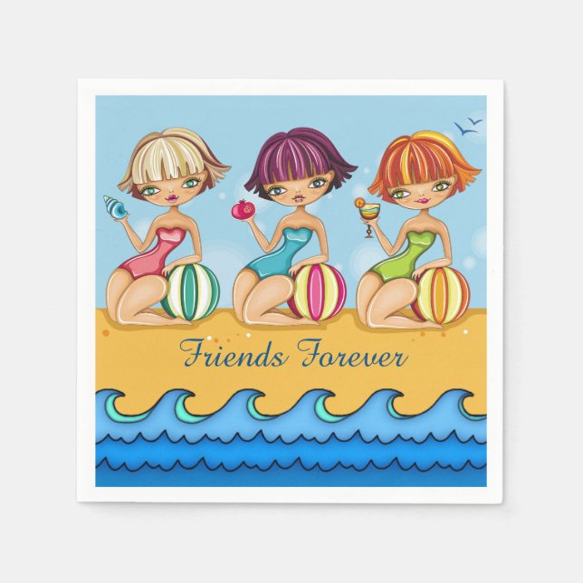Matching Beach Girls Party Napkin (Front)