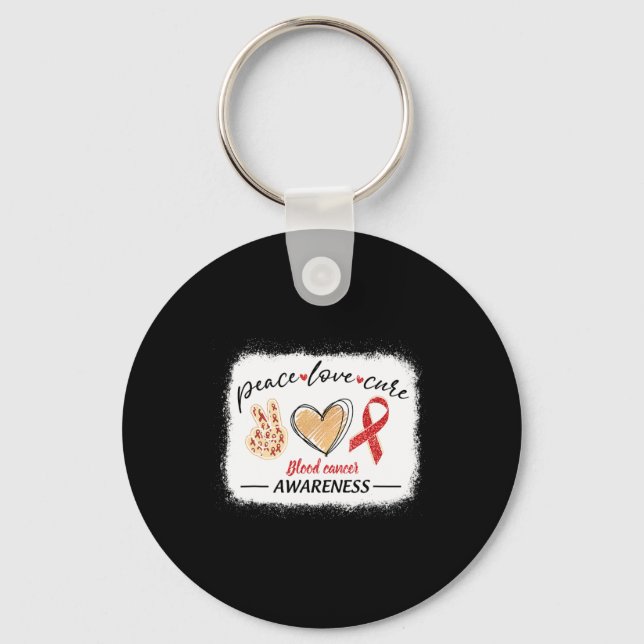 matching blood cancer awareness peace love cure bl key ring (Front)