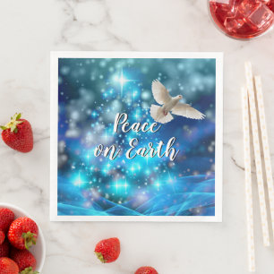 Matching Blue Dove Peace Christmas Napkin