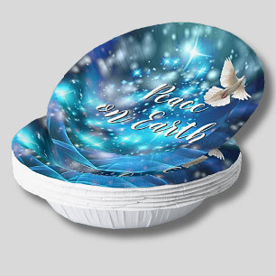 Matching Blue Dove Peace Christmas Paper Plate