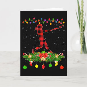 Matching Buffalo Plaid Softll Sports Christmas Paj Card