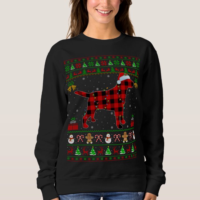 Matching Buffalo Plaid Ugly Labrador Retriever Dog Sweatshirt (Front)