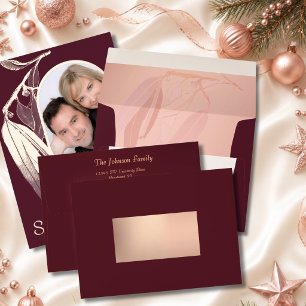 Matching Burgundy Rose Foil Eucalyptus Christmas Envelope
