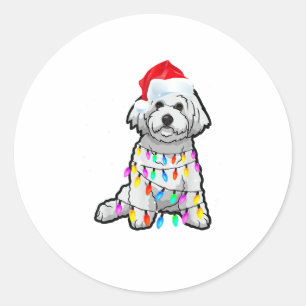Matching Christmas Pajama T Shirt Bichon Frise Dog Classic Round Sticker