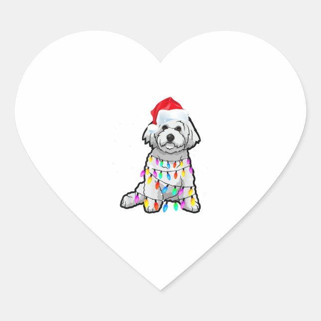 Matching Christmas Pajama T Shirt Bichon Frise Dog Heart Sticker (Front)