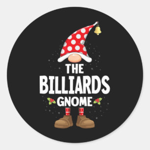 Matching Christmas Pajama The Billiards Gnome Classic Round Sticker