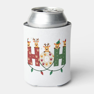 Matching Christmas Santa Hat Ho Ho Ho Giraffe Anim Can Cooler