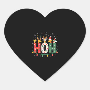 Matching Christmas Santa Hat Ho Ho Ho Giraffe Anim Heart Sticker