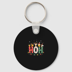 Matching Christmas Santa Hat Ho Ho Ho Giraffe Anim Key Ring