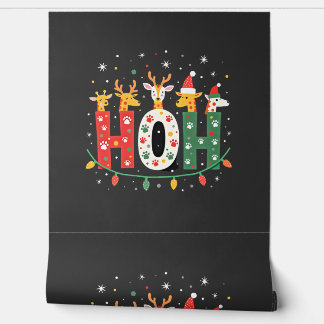 Matching Christmas Santa Hat Ho Ho Ho Giraffe Anim Wallpaper