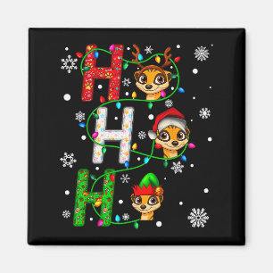 Matching Christmas Santa Hat Ho Ho Ho Meerkat Anim Magnet