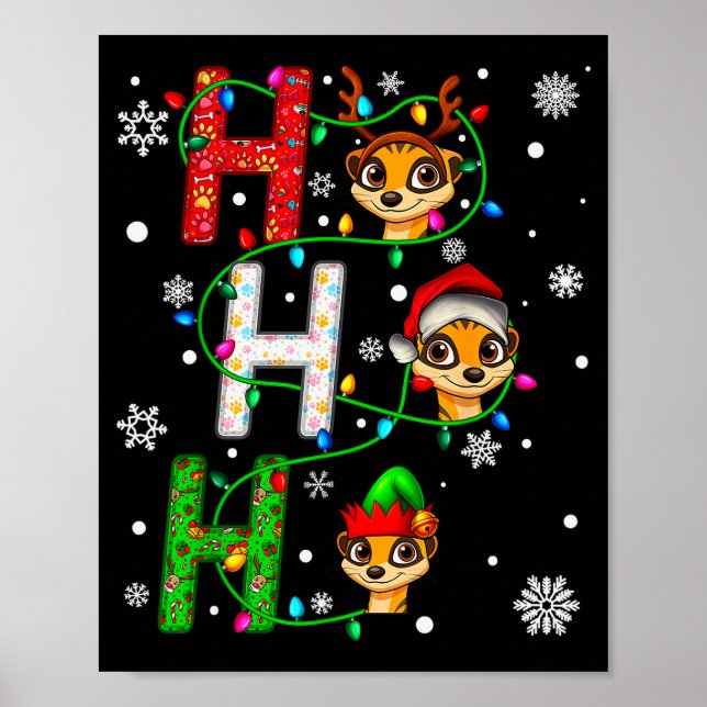 Matching Christmas Santa Hat Ho Ho Ho Meerkat Anim Poster (Front)