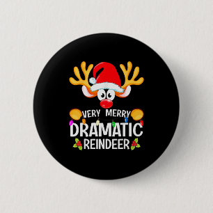 Matching Christmas Very Merry Dramatic Reindeer 6 Cm Round Badge