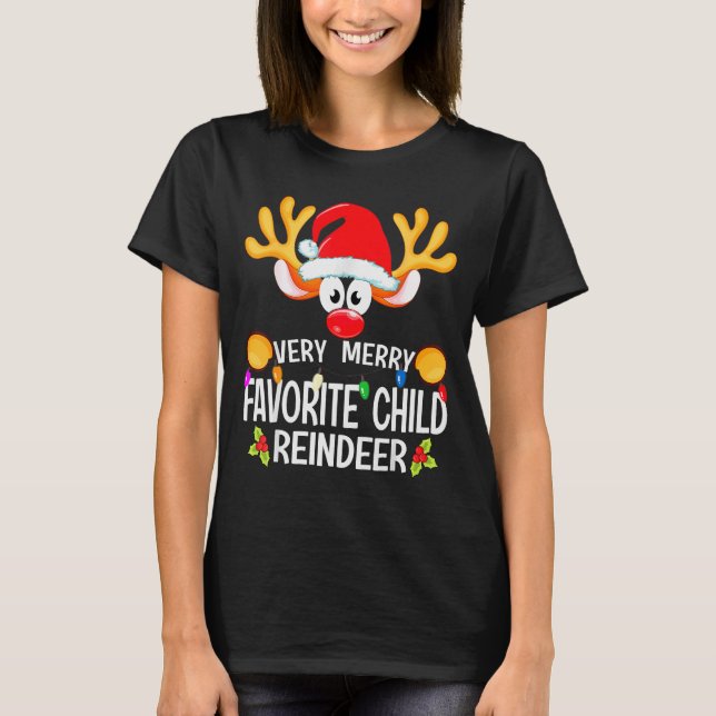 Matching Christmas Very Merry Favourite Child Rein T-Shirt (Front)