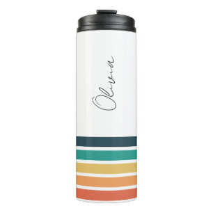 Matching Colour Stripes Personalised Thermal Tumbler