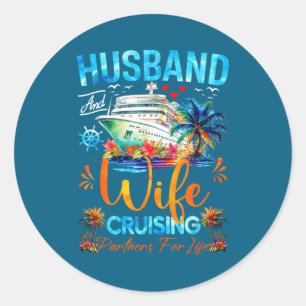Matching Couple Husband Wife Cruising Classic Round Sticker