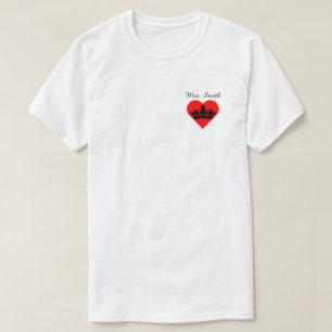 Matching couple king queen Mrs. Crown Red Heart T-Shirt