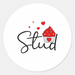 Matching Couple Love Heart Stud Muffin Cupcake Val Classic Round Sticker
