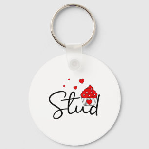 Matching Couple Love Heart Stud Muffin Cupcake Val Key Ring
