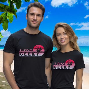 Matching Couple Name Date on Back I Love Geeky T-Shirt