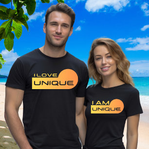 Matching Couple Name Date on Back I Love Unique T-Shirt