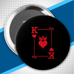 Matching Couples Halloween Costume King of Hearts 10 Cm Round Badge<br><div class="desc">These matching couple King & Queen of Hearts designs make a great couples Halloween costume idea or Valentine's Day for your boyfriend or girlfriend or anniversary for your husband or wife. Features large playing card design of a King of Hearts card with a King's crown graphic. Perfect for a Halloween...</div>