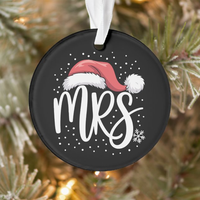 Matching Couples Mr Mrs Wedding Xmas Ugly Santa Ornament (Tree)